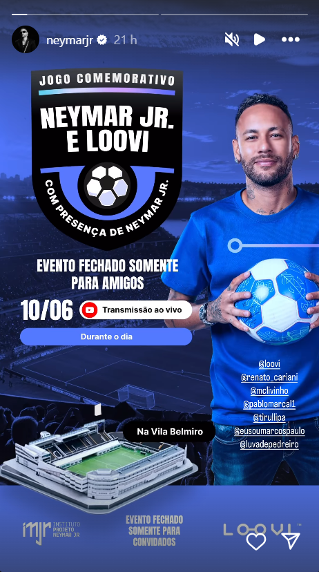 Neymar fará amistoso com Marçal e Tirulipa no mesmo dia de jogo da seleção 2 Neymar fará amistoso com Marçal e Tirulipa no mesmo dia de jogo da seleção