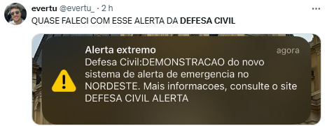 Defesa Civil emite alerta 'teste' em 36 municípios do Nordeste e vira meme nas redes
