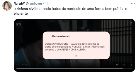 Defesa Civil emite alerta 'teste' em 36 municípios do Nordeste e vira meme nas redes
