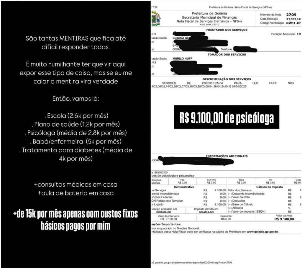 Murilo Huff rebate Dona Ruth e expõe custo com filho superior a R$ 15 mil por mês 3 Murilo Huff rebate Dona Ruth e expõe custo com filho superior a R$ 15 mil por mês