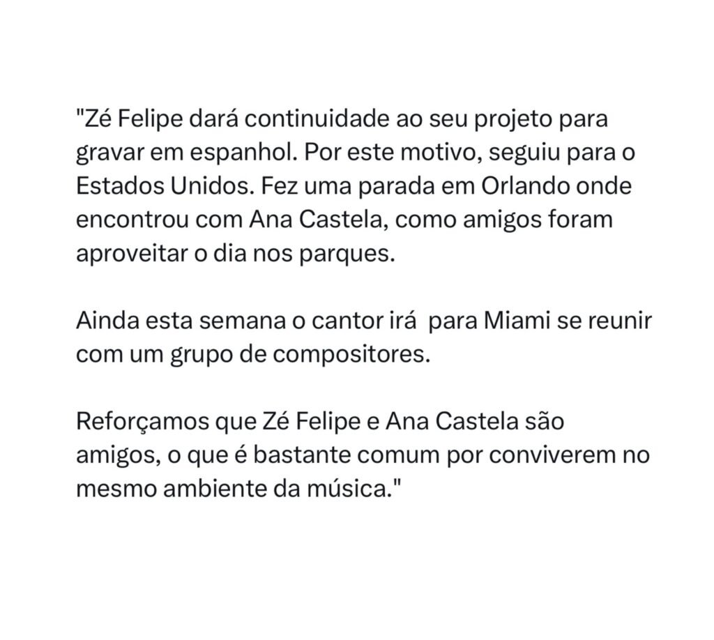 Ana Castela debocha de boatos de affair com Zé Felipe, mas não convence fãs 2 Ana Castela debocha de boatos de affair com Zé Felipe, mas não convence fãs