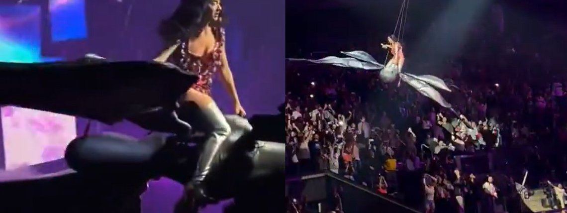 Katy Perry quase cai em show nos EUA