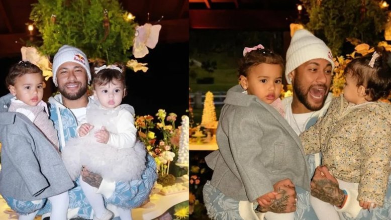 Neymar e as filhas, Mavie e Helena