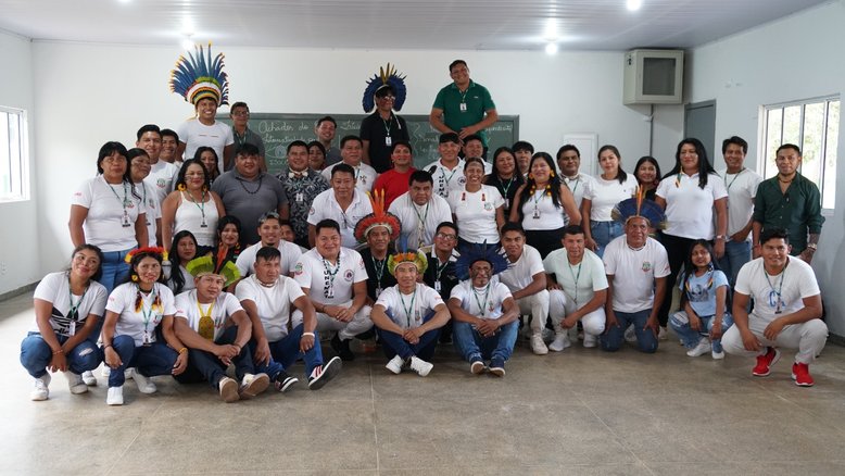 Turma de alunos indígenas que virá a São Paulo