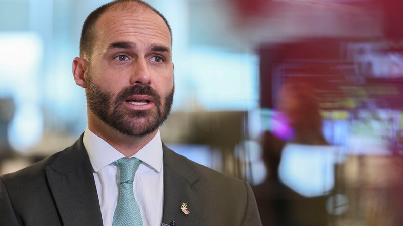 Deputado federal Eduardo Bolsonaro durante entrevista à Reuters em Washington