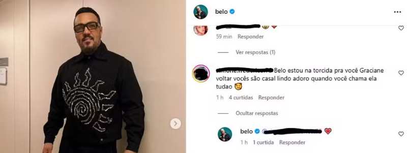 Belo reage a pedidos por reconciliação com Gracyanne Barbosa