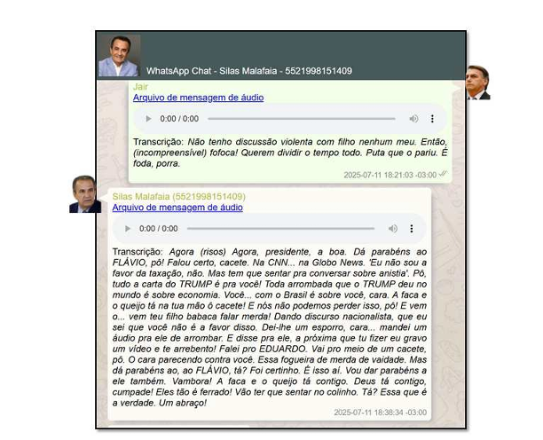 Malafaia disse a Bolsonaro que Eduardo é 'babaca inexperiente'; veja mensagens