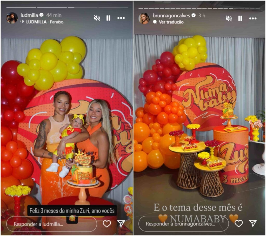 Ludmilla e Brunna Gonçalves celebram 3 meses da filha com festa ‘Numababy’