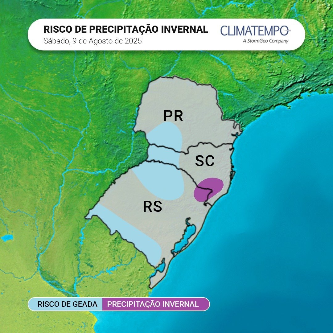 Neve chega ao RS e a SC: veja como fica o tempo pelo país nos próximos dias 2 Neve chega ao RS e a SC: veja como fica o tempo pelo país nos próximos dias