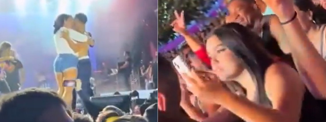 Homem trai a namorada no palco do show de Nattanzinho