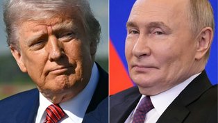 Combinação de fotos de arquivo dos presidentes de Estados Unidos, Donald Trump (E), e Rússia, Vladimir Putin (D) - AFP/Arquivos