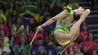 A atleta Bárbara Domingos no Campeonato Mundial de Ginástica Rítmica