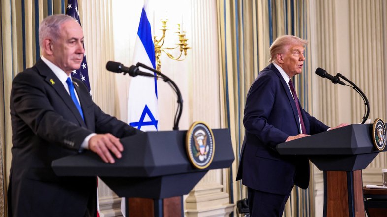 Trump e Netanyahu dão coletiva de imprensa na Casa Branca 29/09/2025 REUTERS/Kevin Lamarque