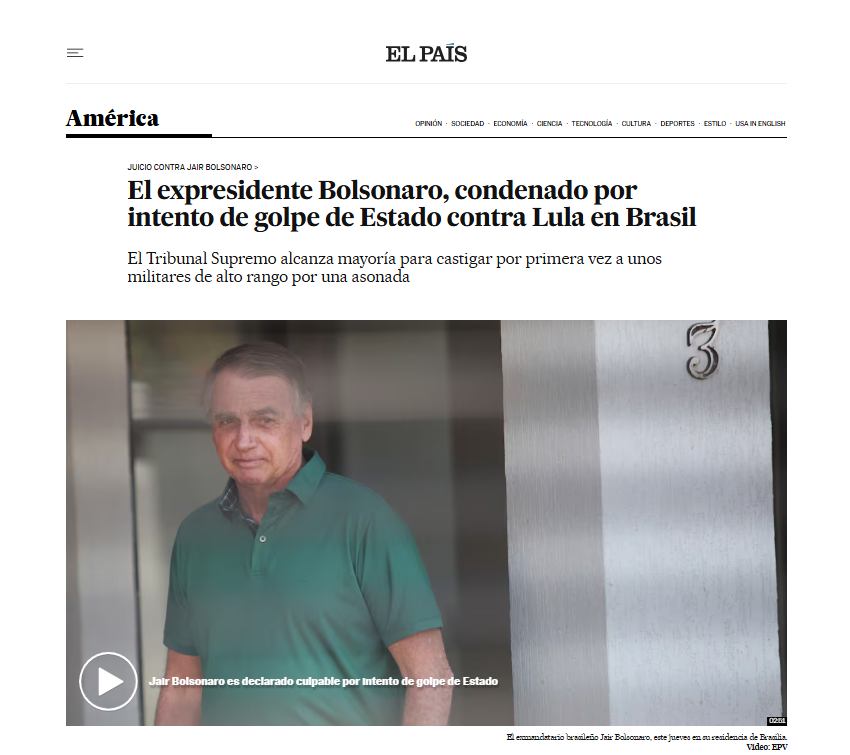 Imprensa internacional repercute condenação de Bolsonaro