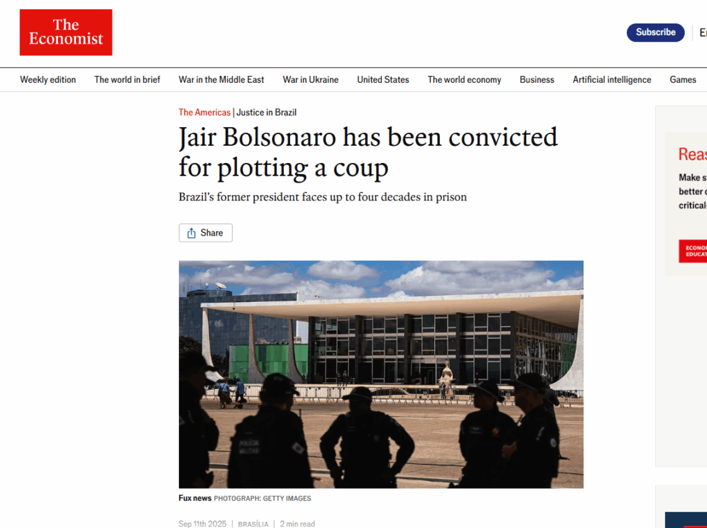 Imprensa internacional repercute condenação de Bolsonaro