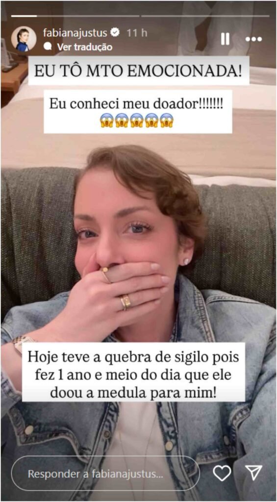Fabiana Justus conta que conheceu seu doador de medula: ‘Emocionada’