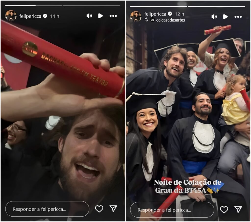 No ar em ‘Vale Tudo’, Felipe Ricca celebra formação acadêmica: ‘Bacharel!’