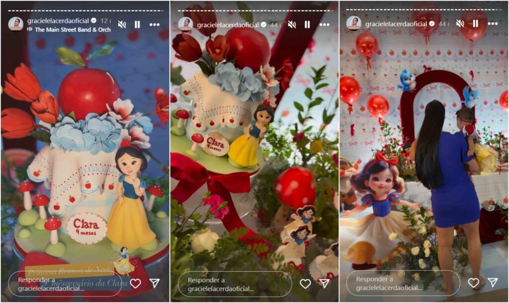 Graciele Lacerda celebra mesversário da filha, Clara: ‘Verdadeira Branca de Neve’