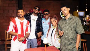 Lukinhas, Xamã, Lourena, BIN e J. Eskine na gravação do clipe