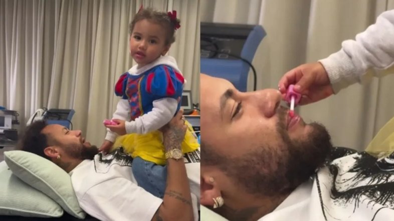 Bruna Biancardi mostra Mavie passando batom em Neymar e encanta fãs: 'Fofos demais'