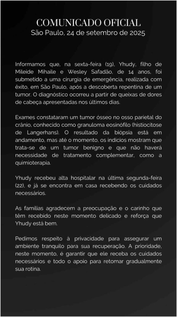 Filho de Safadão passa por cirurgia de emergência após diagnóstico de tumor no crânio 2 Filho de Safadão passa por cirurgia de emergência após diagnóstico de tumor no crânio