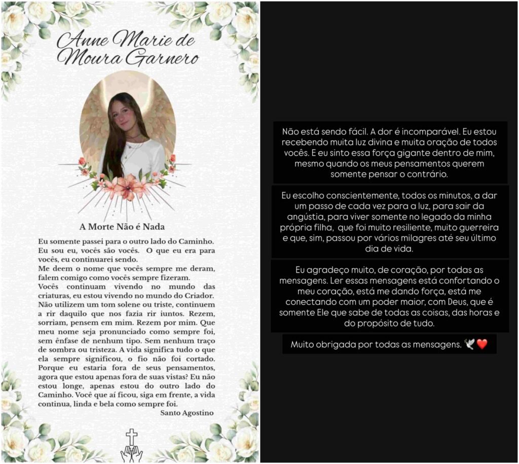 Schynaider Moura desabafa após morte da filha de 16 anos: 'A dor é incomparável'
