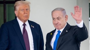 Donald Trump ao lado de Benjamin Netanyahu