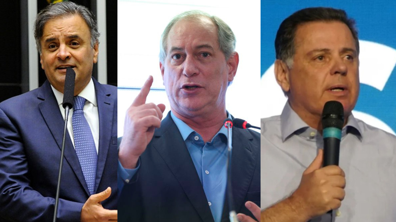 Aecio Neves (MG), Ciro Gomes (CE) e Marconi Perillo (GO), ex-governadores e colegas de PSDB
