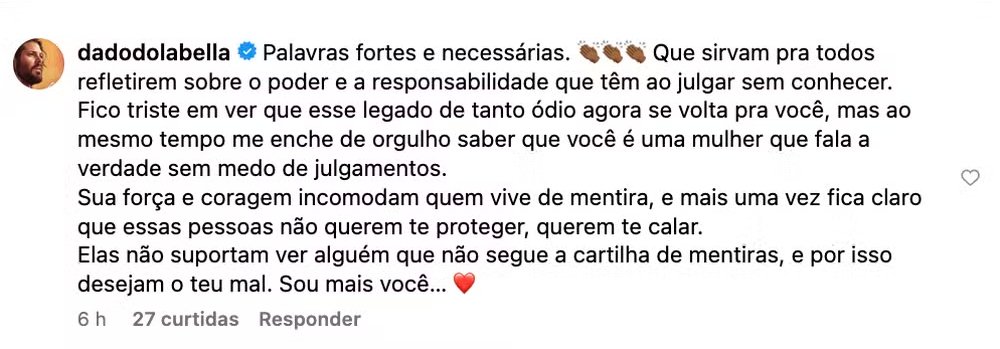 Marcela Tomaszewski desabafa sobre críticas e recebe apoio de Dado Dolabella 4 Marcela Tomaszewski desabafa sobre críticas e recebe apoio de Dado Dolabella