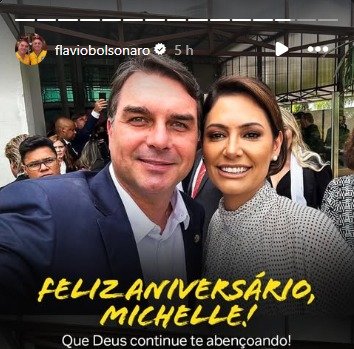 Michelle Bolsonaro e Flávio Bolsonaro