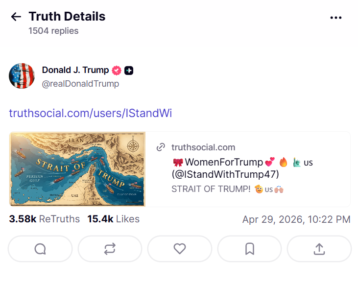 Reprodução/Donald Trump/Truth Social 