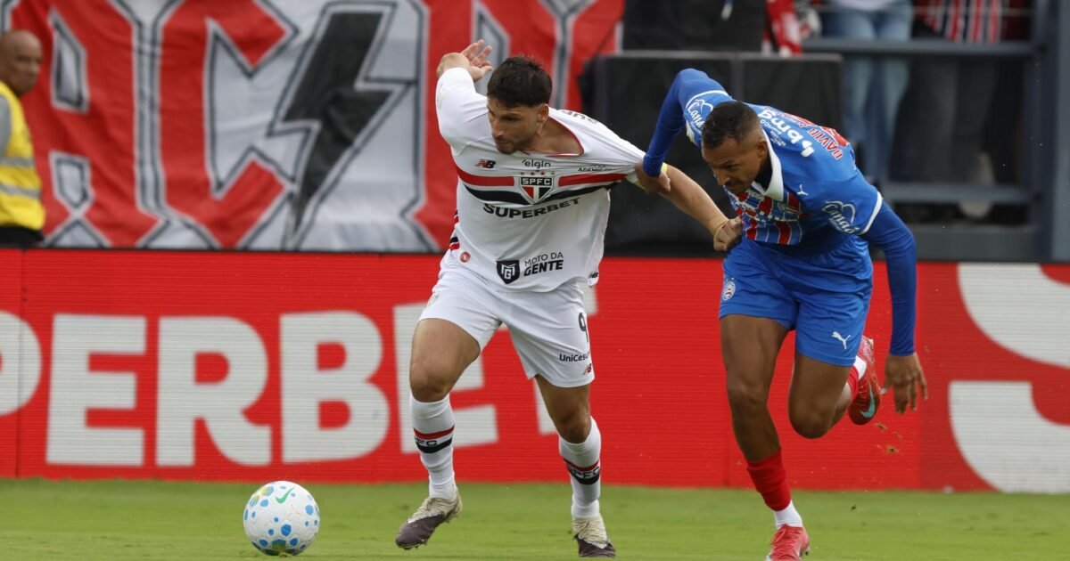 São Paulo vacila, leva gol aos 51 do 2º tempo e fica no empate contra o Bahia