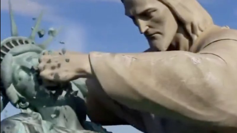 Irã divulga vídeo de IA com Cristo Redentor vencendo Estátua da Liberdade