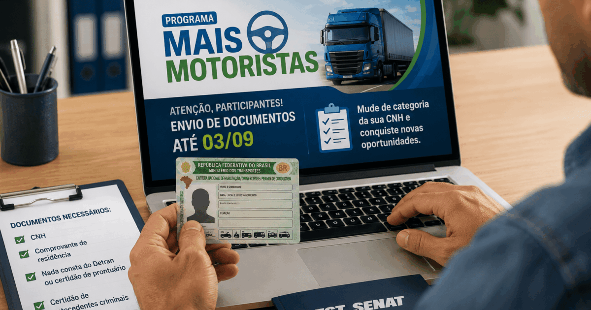 Programa Mais Motoristas 2026: El 3 de septiembre vence el plazo para entrega de documentos