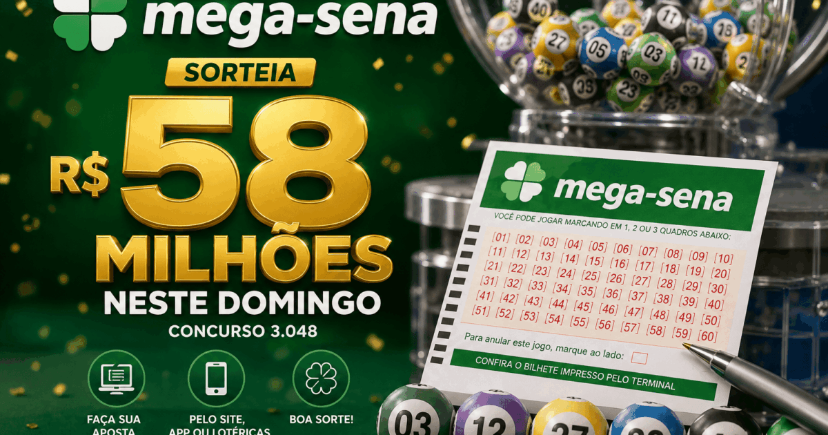 Imagem ilustrativa sobre Mega‑Sena 3050 acumula R$30 milhões após a não premiação de quinta-feira