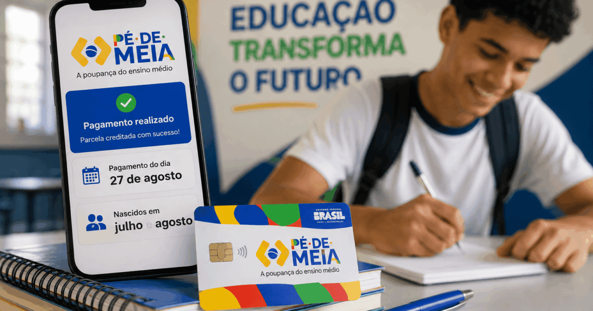 Pé-de-Meia paga nova parcela para estudantes nascidos em julho e agosto