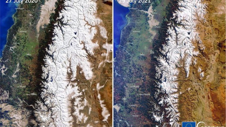 "Megaseca" nos Andes provocada por aquecimento global deixa picos de montanhas sem neve