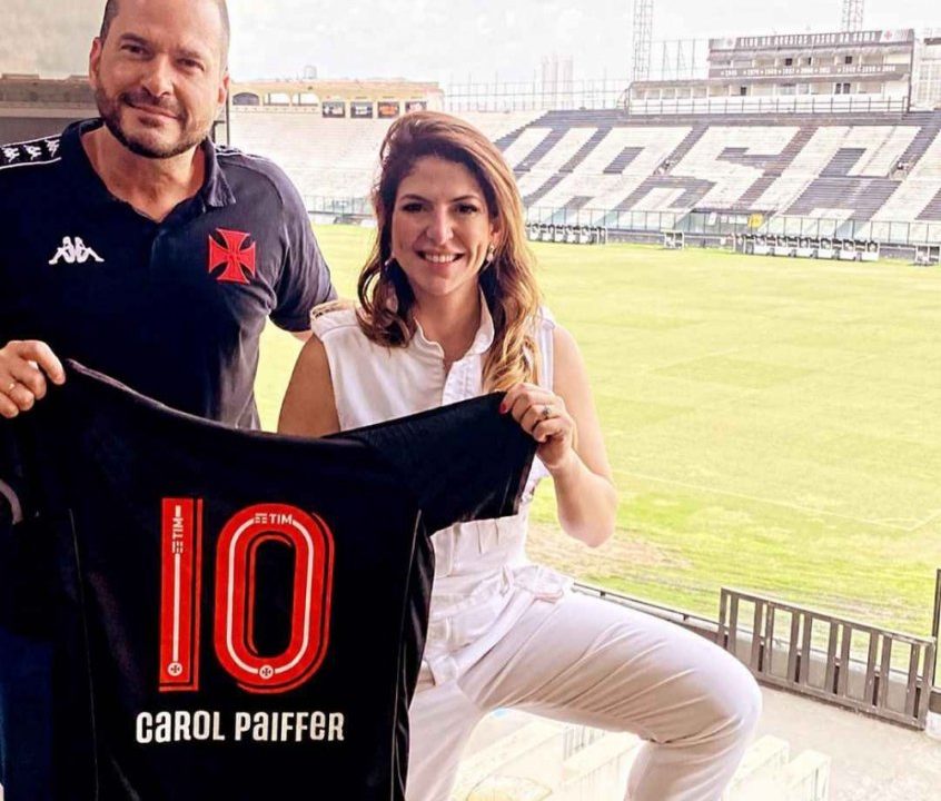 Carol Paiffer se encontra com diretoria do Vasco em São Januário: ‘Bem animada com tudo que ouvi’