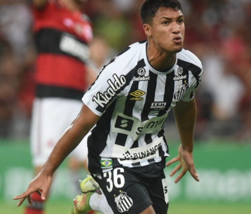 Marcos Leonardo comemora mais um gol importante pelo Santos