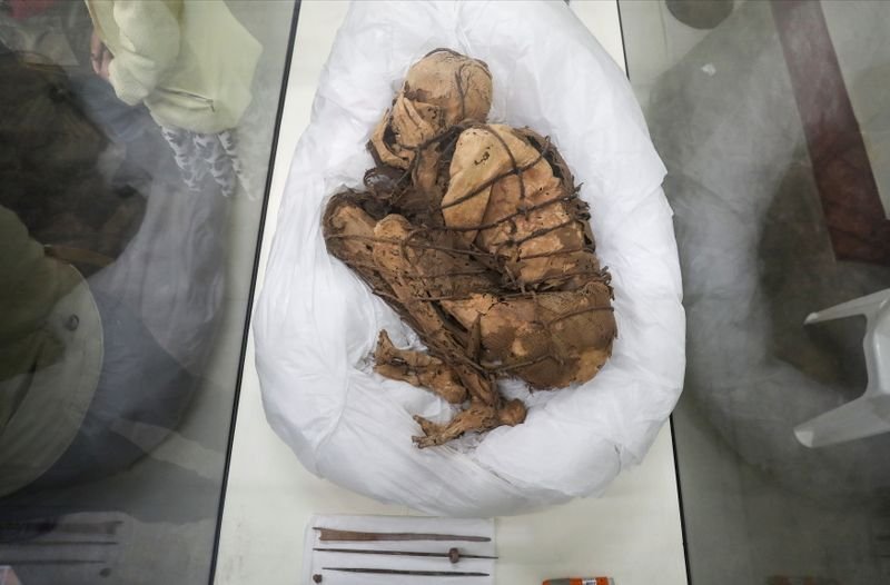 Múmia peruana antiga é exposta em universidade de Lima Múmia peruana antiga é exposta em universidade de Lima