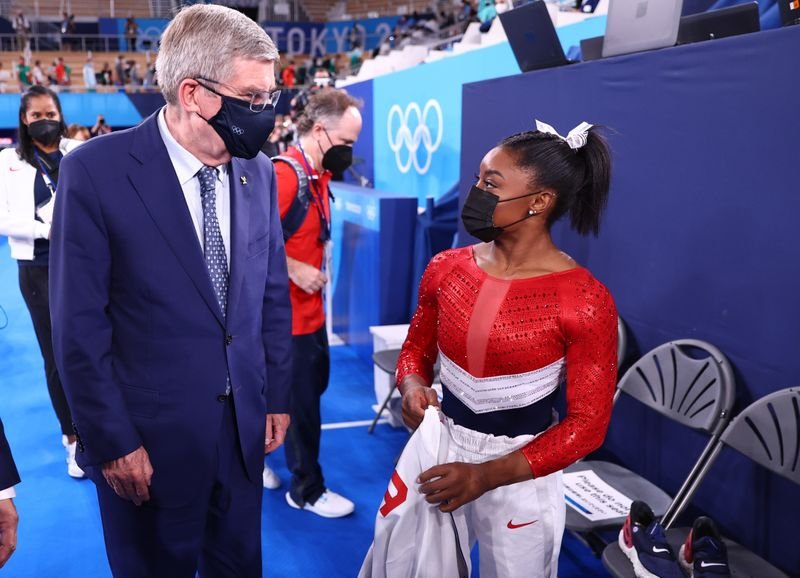 Presidente do COI elogia coragem de Simone Biles Presidente do COI elogia coragem de Simone Biles